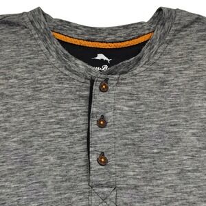 Tommy Bahama Henley T Shirt Men's XL Gray Heather short Sleeve Cotton Vacation